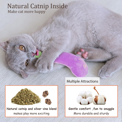 Petananda Catnip Cat Toys, 5 Pack, Plush Catnip Toys For Indoor Cats Kitten, Interactive Cat Nip Kitty Kicker Chew Safe Teeth Cleaning Toys, Carrot Vegetable Shape — in use