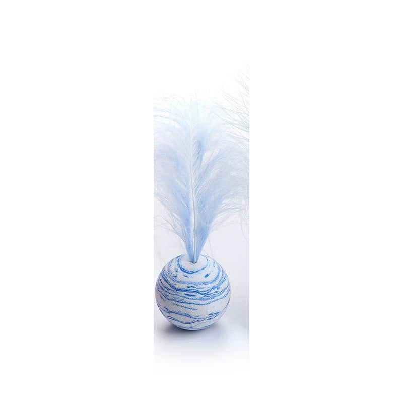 Petananda PounceBall feathered cat toy — Blue