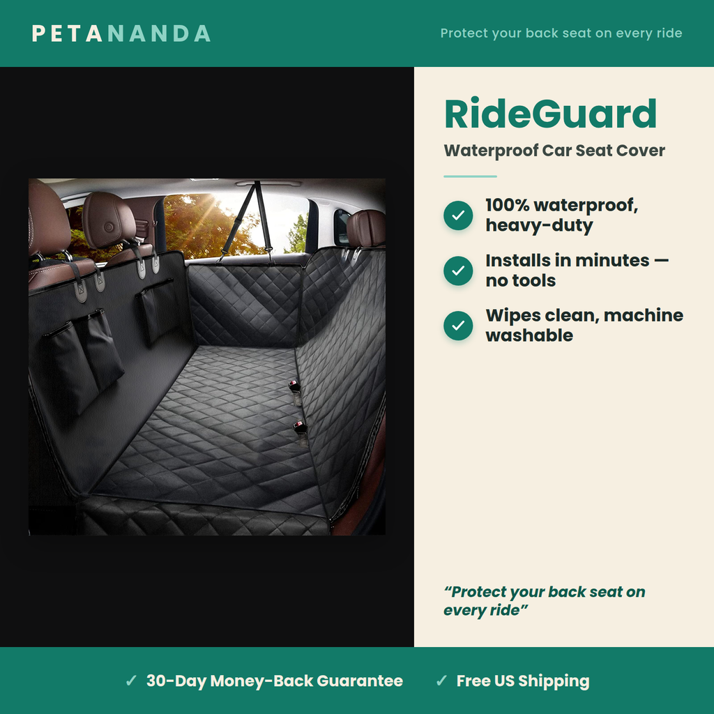 RideGuard waterproof dog car seat cover — 100% waterproof, installs in minutes, machine washable
